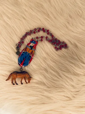 Red Cowboy Clicker w/Horse Charm Necklace by Gina