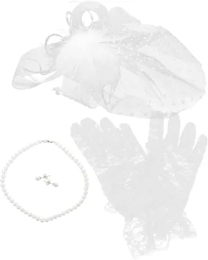 Retro Wedding Headdress Set Flower Pearl Ear Studs Gauze Hairpin Bridal Supplies Perfect for Bride Accessories