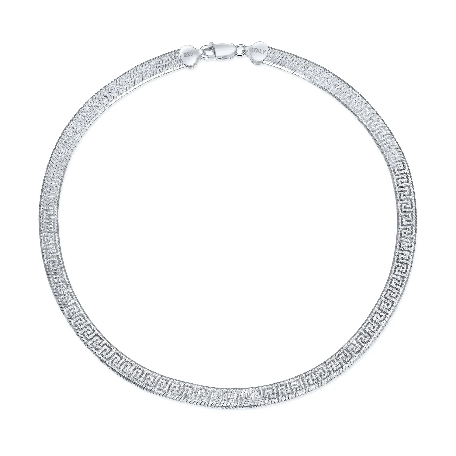 Reversible Greek Key Sterling Silver Collar Necklace or Bracelet Nickel-Free Italy