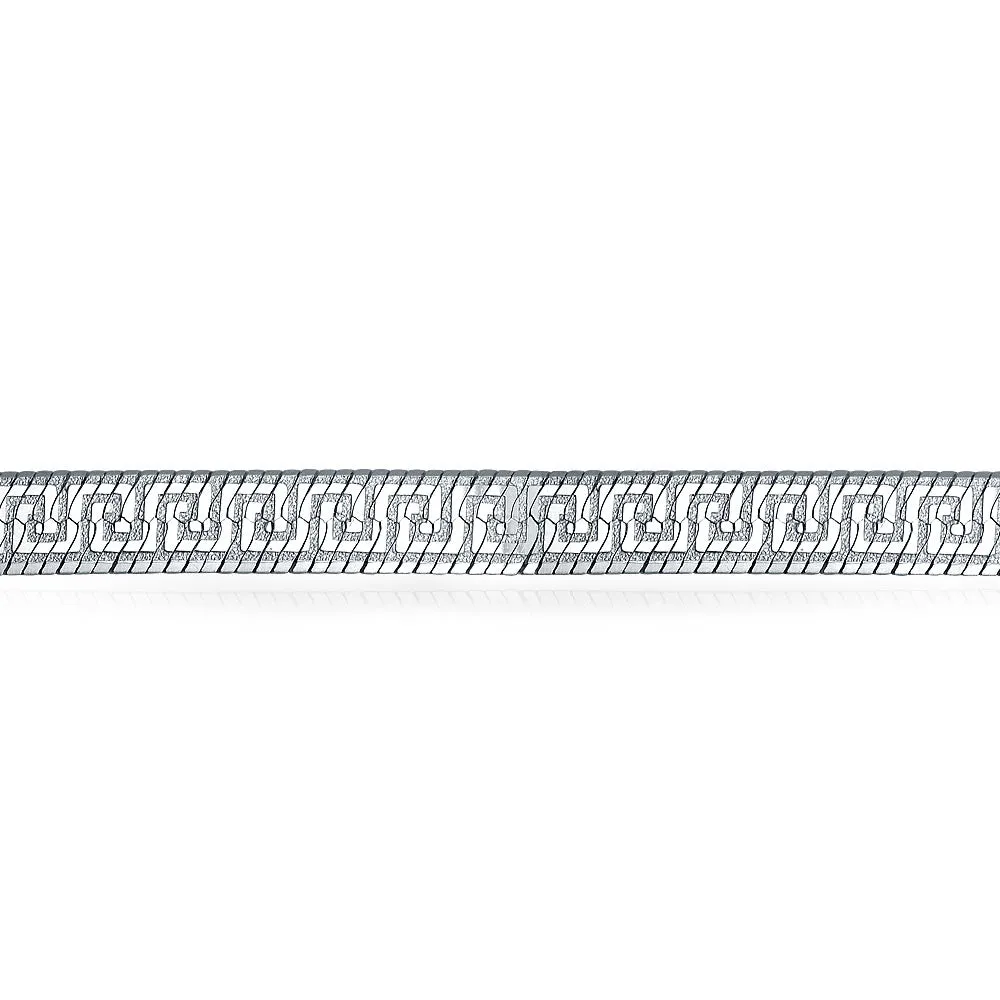 Reversible Greek Key Sterling Silver Collar Necklace or Bracelet Nickel-Free Italy