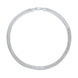 Reversible Greek Key Sterling Silver Collar Necklace or Bracelet Nickel-Free Italy
