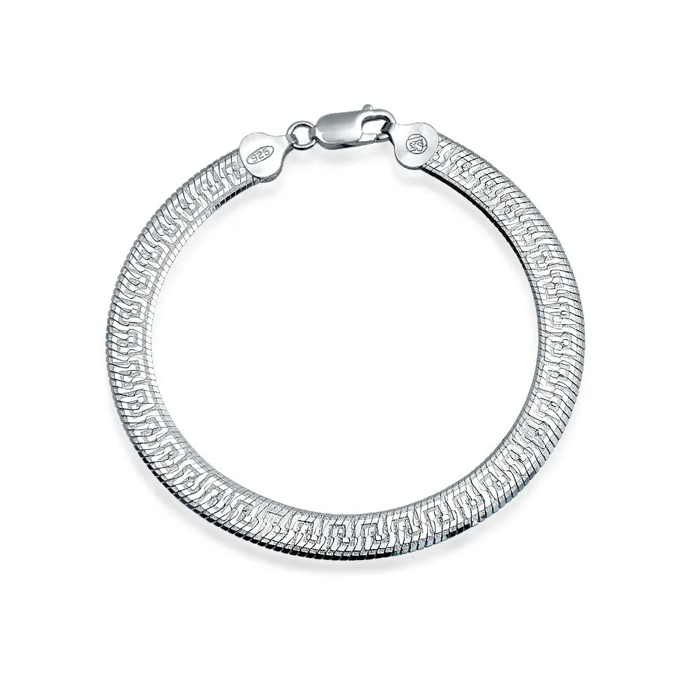 Reversible Greek Key Sterling Silver Collar Necklace or Bracelet Nickel-Free Italy