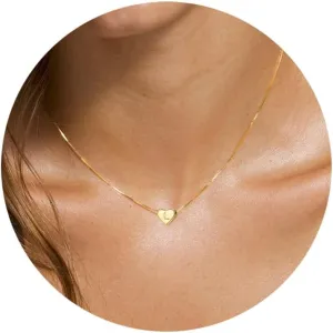 RLMOON Initial Heart Necklace for Women Dainty Gold Initial Necklaces Letter A-Z 14K Gold Plated Tiny Heart Choker Necklace Trendy Personalized Jewelry Gift