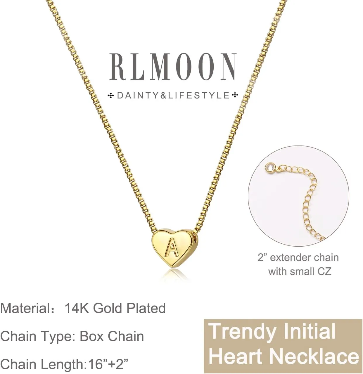 RLMOON Initial Heart Necklace for Women Dainty Gold Initial Necklaces Letter A-Z 14K Gold Plated Tiny Heart Choker Necklace Trendy Personalized Jewelry Gift