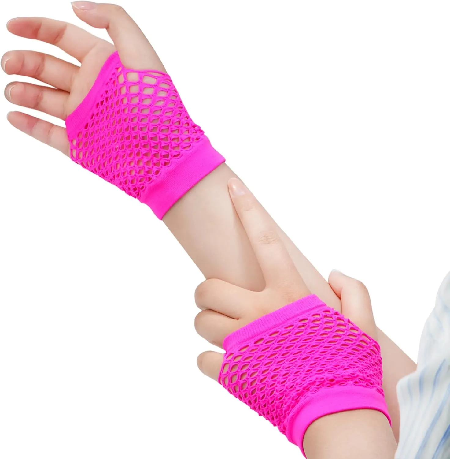 Ronglry 80s Neon Accessories for Women Lace Headband Neon Earrings Fishnet Gloves Necklace Bracelet for 80s Neon Jewelry