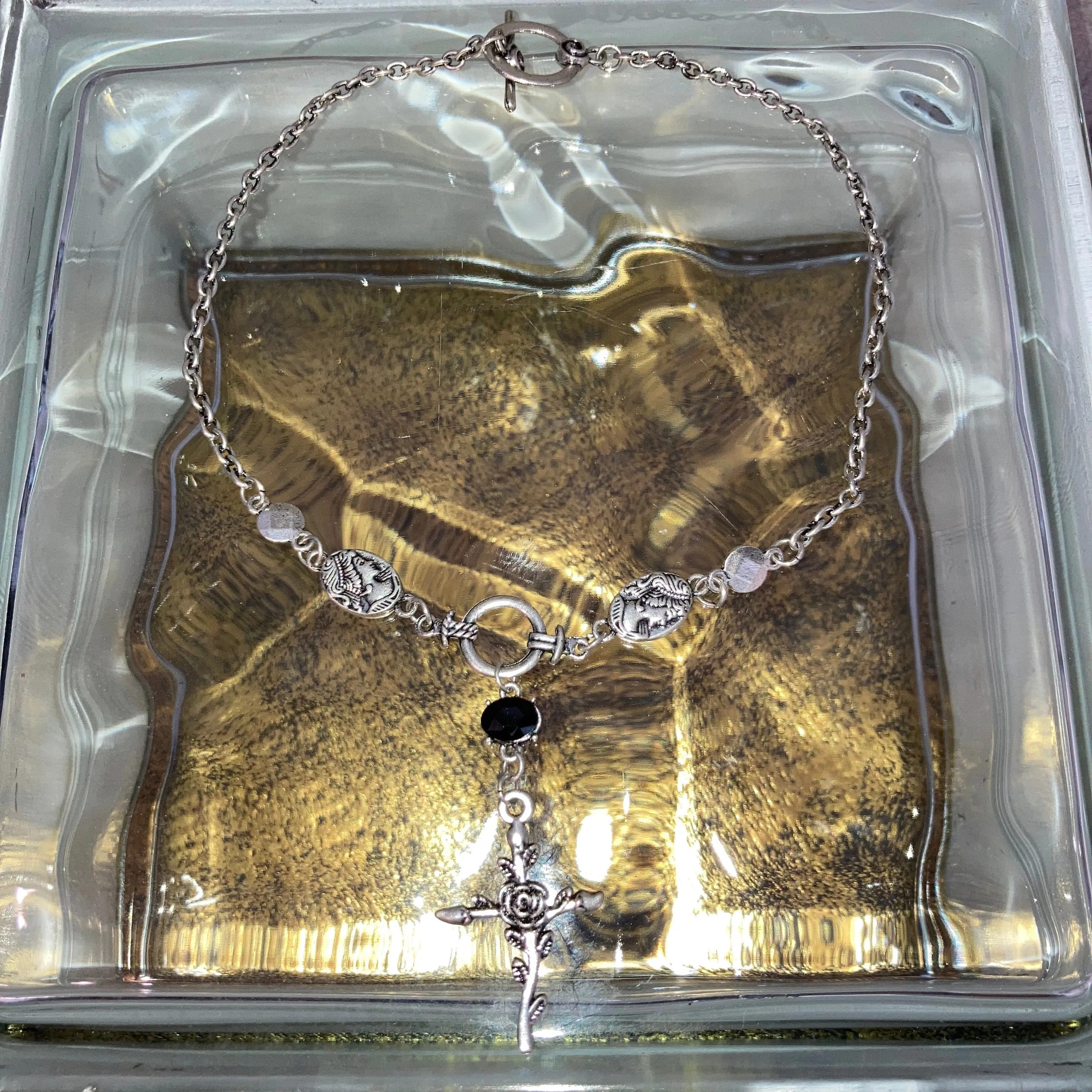 rose cross 2 necklaces