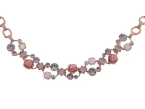 Rose Gold D Flower Beaded Bib Collar Chain Statement Necklace
