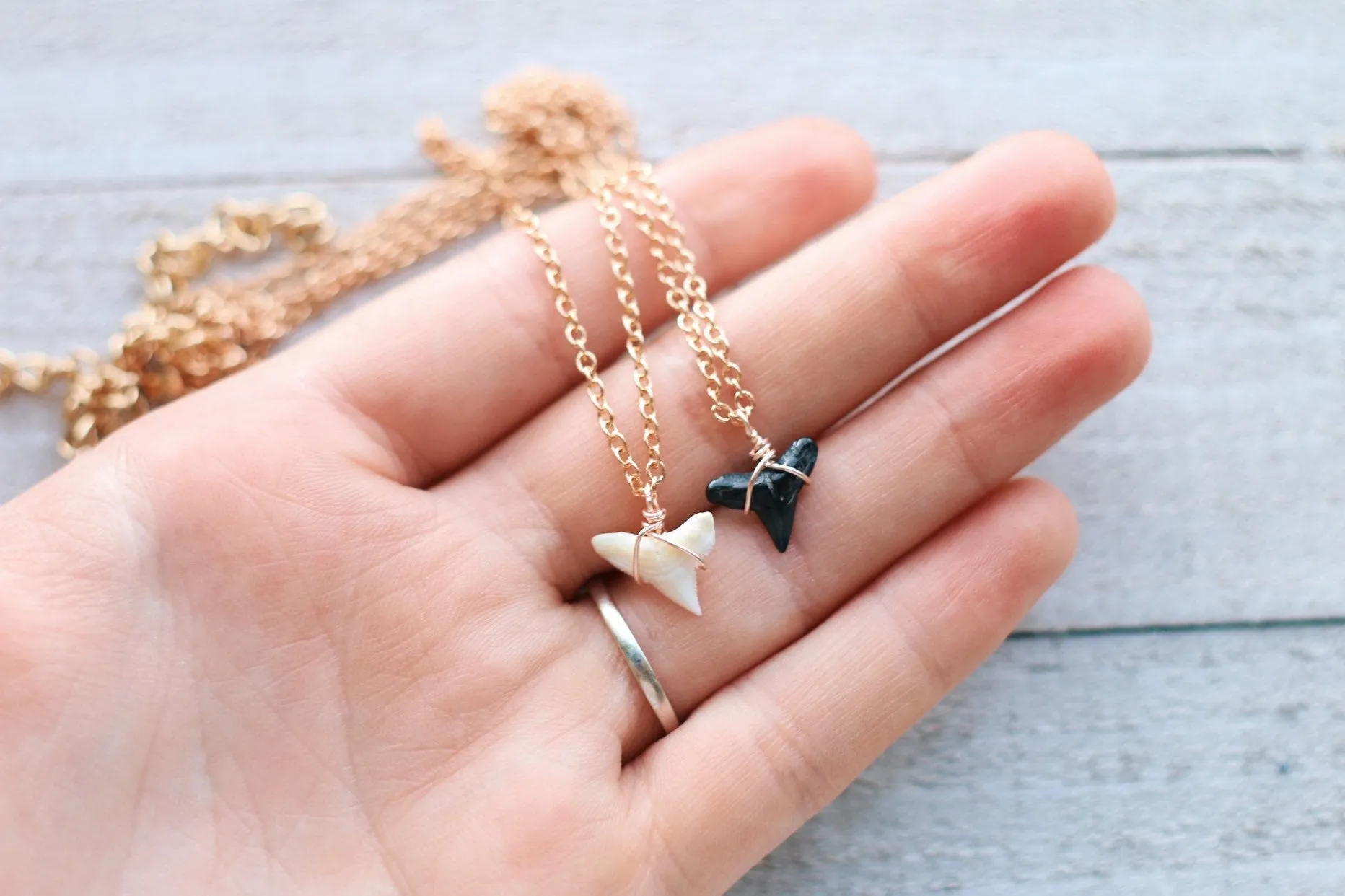 Rose Gold Mini Mako Shark Tooth Choker Necklaces