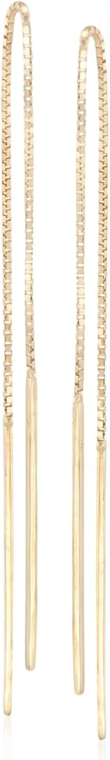 Ross-Simons 14kt Yellow Gold Linear Bar Drop Threader Earrings