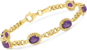 Ross-Simons 4.40 ct. t.w. Amethyst Link Bracelet in 18kt Gold Over Sterling Silver