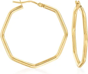 Ross-Simons Italian Geometric Hoop Earrings in 14kt Yellow Gold