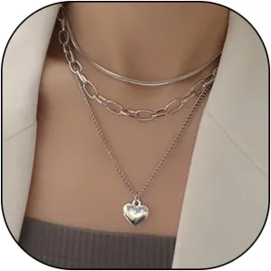 Rrdaily Layered Heart Pendant Necklaces Sets for Women Teen Girls,14K Gold Choker Cuban Link Necklace Jewelry,Paperclip Chain Herringbone Snake Jewelry Gifts