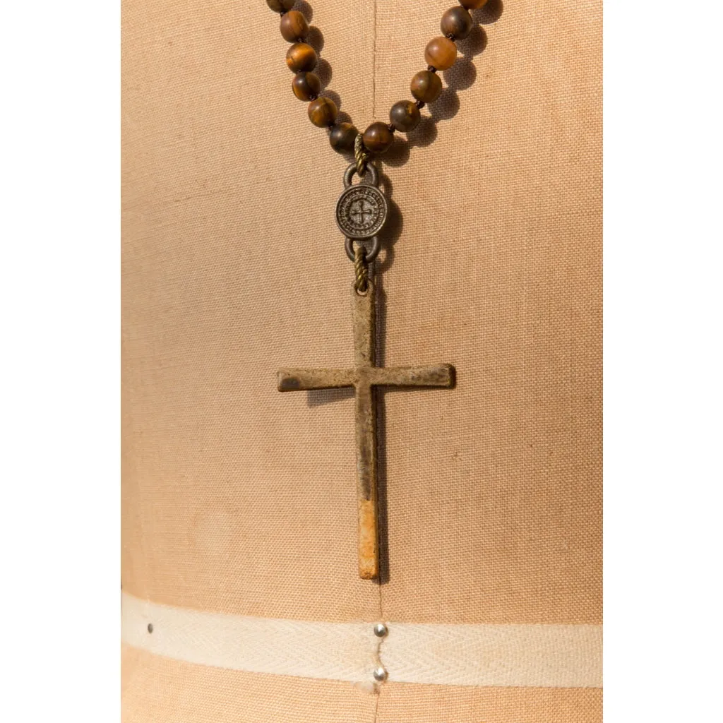 Rustic Wrap Cross Necklace