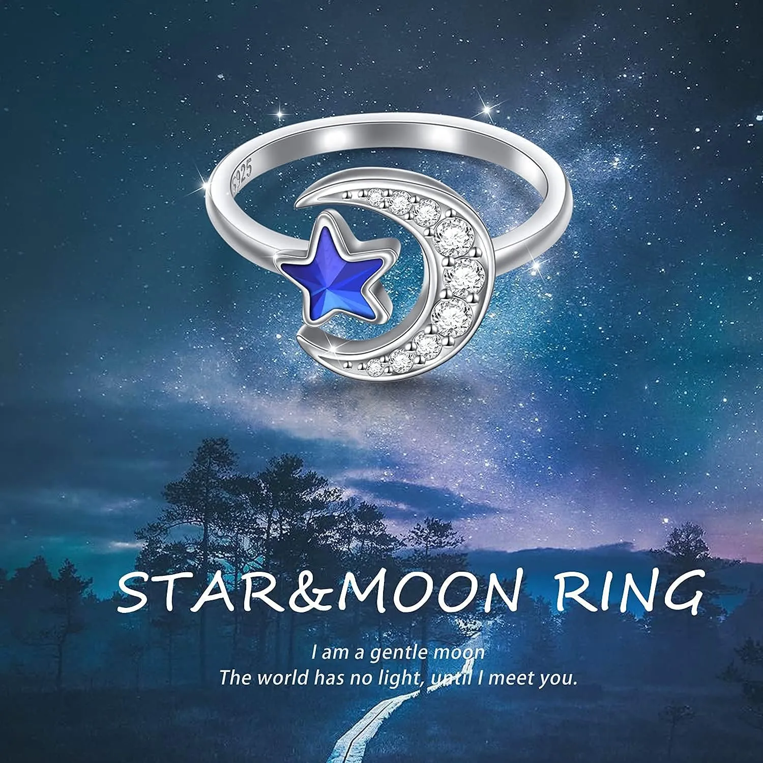 S925 Sterling Silver Rings for Women, Snake/Rose Flower/Leaf /I am enough/Elephant/Crescent Moon and Star/Natural Moonstone/Gothic Black Skull/Couple Inspirational Band Rings Adjustable Size Ring Birthday Christmas Gifts for Women