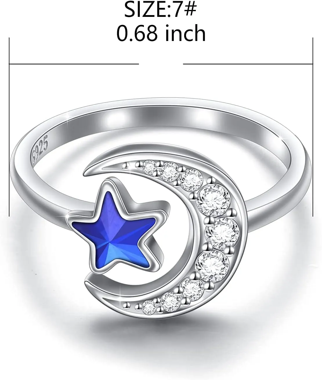 S925 Sterling Silver Rings for Women, Snake/Rose Flower/Leaf /I am enough/Elephant/Crescent Moon and Star/Natural Moonstone/Gothic Black Skull/Couple Inspirational Band Rings Adjustable Size Ring Birthday Christmas Gifts for Women