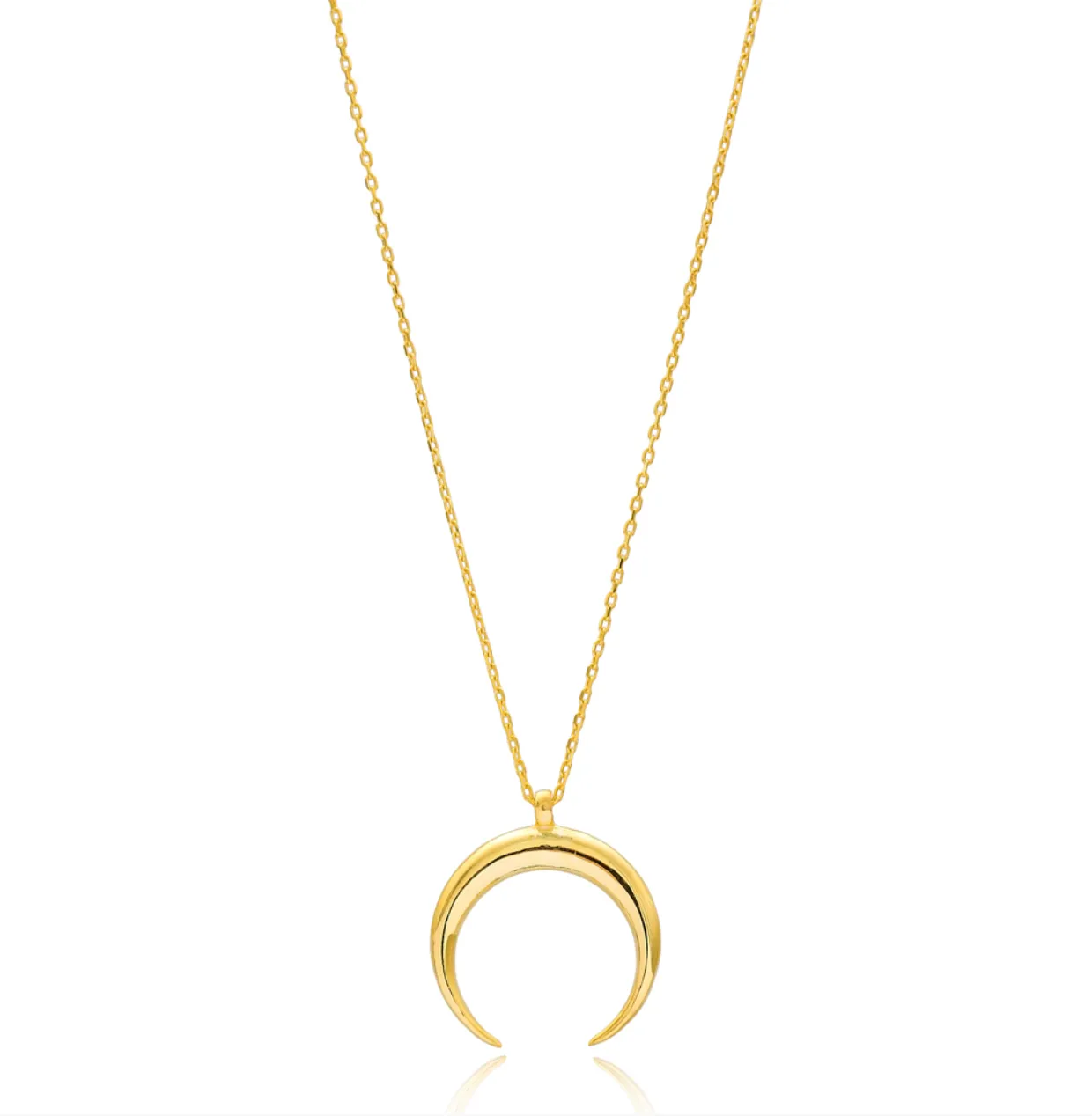 Saba Simple Sterling Silver Crescent Moon Necklace - Gold