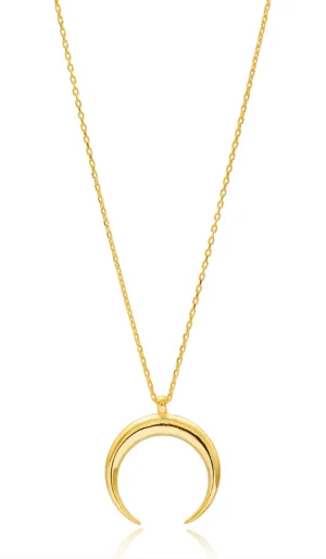 Saba Simple Sterling Silver Crescent Moon Necklace - Gold