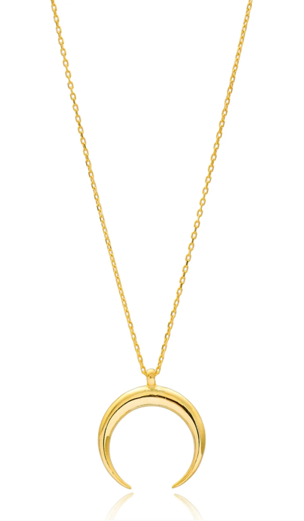 Saba Simple Sterling Silver Crescent Moon Necklace - Gold