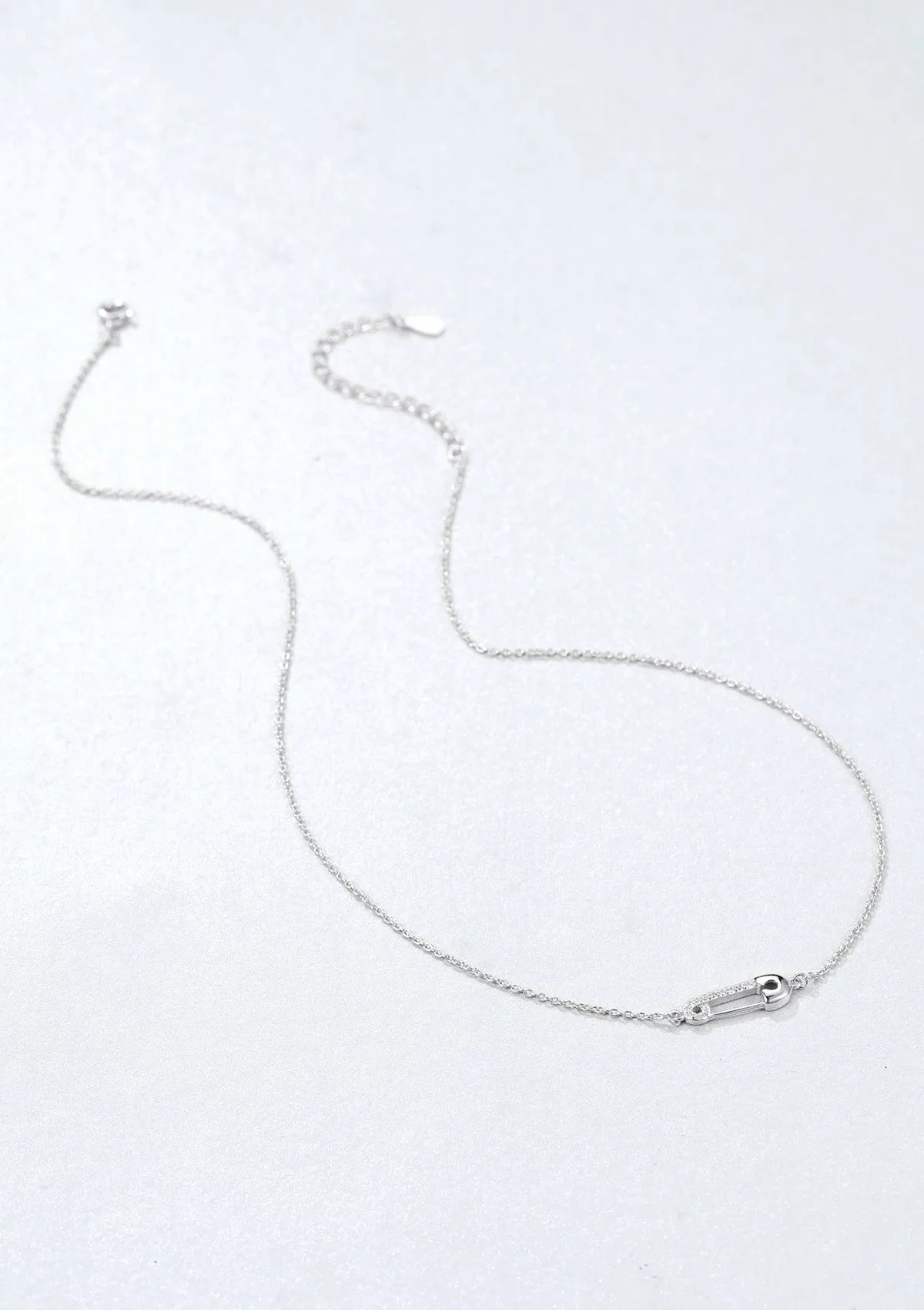 Safety Pin Pendant Necklace Sterling Silver
