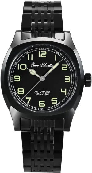 San Martin 38mm Original Plating Black Vintage Sports Mens Watches Sapphire Glass Simple Military Style Watch Classic Luxury Men Mechanical Wristwatches