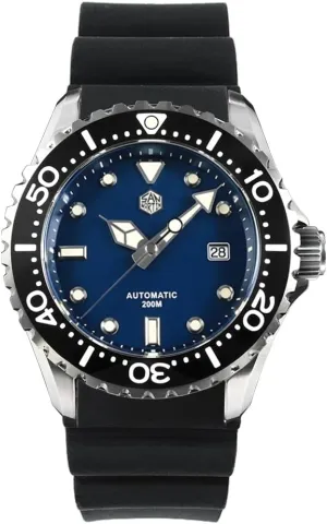 San Martin 44mm Luxury Classic Men Diver Watches PT5000 Automatic Mechanical Watches Sapphire Date 20Bar Lumed (Color 2)