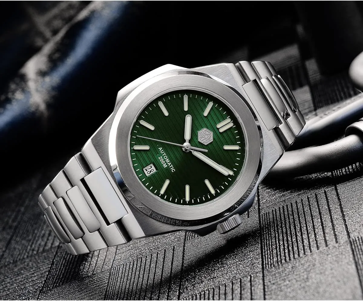 San Martin Luxury Business Diver Mens Watches Sapphire Glass Retro Classic Stainless Steel Men Automatic Mechanical Watches 20Bar Luminous PT5000 Wrist Watch