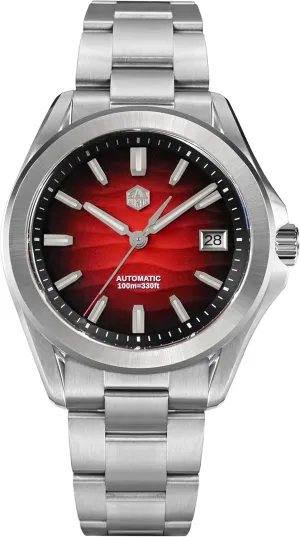 San Martin Men Watch SN0129GC, 39 mm Desert Texture Men Dress Watch, 10 Bar Waterproof Diver Watch, NH35A Automatic Mechanical Stainless Teel Wrist Watches