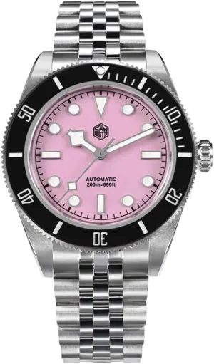 San Martin Pink BB Classic Luxury Diver Men's Watch NH35 Automatic Mechanical Sapphire Waterproof Watch SN0128