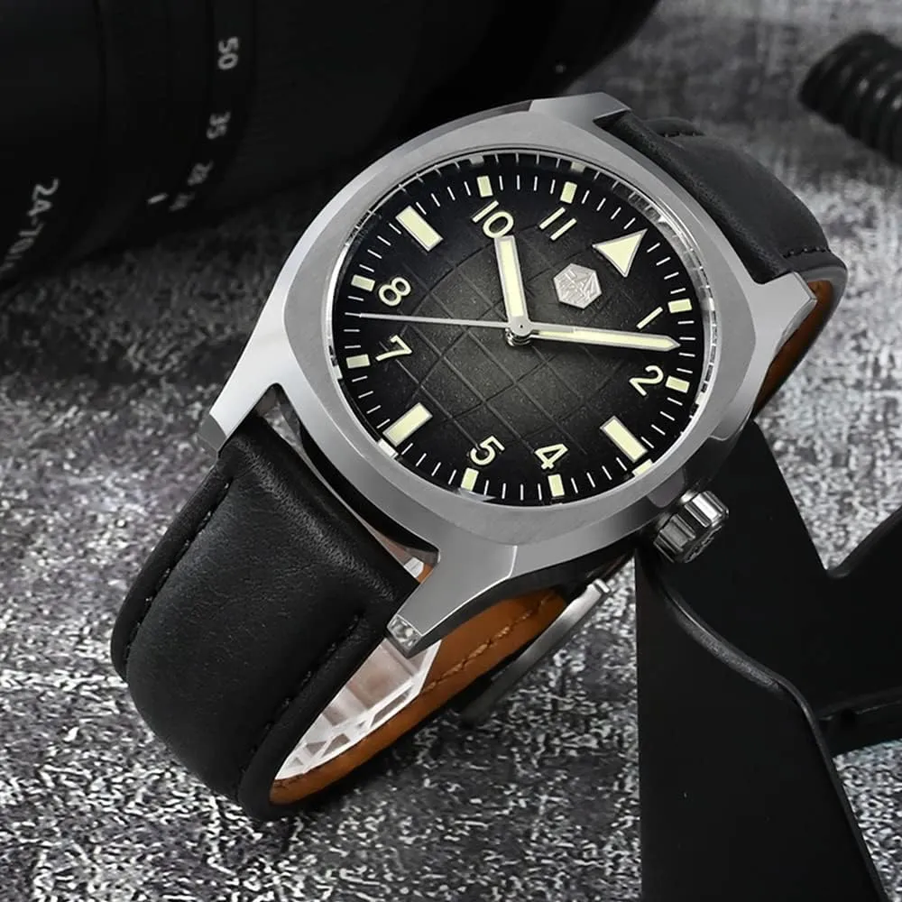 San Martin SN0026G-A2 Square Sport Men Watch Oil Pressure Grid Pattern Dial PT5000 / SW200 Automatic Mechanical Wristwatch
