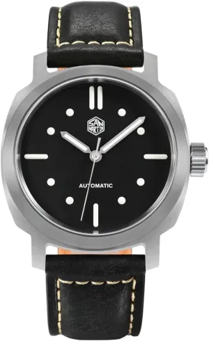 San Martin SN0065G 40mm YN55 Vintage Classic Automatic Mechanical Men Watch Sapphire Glass 10 Bar BGW-9 Leather Strap Wristwatch