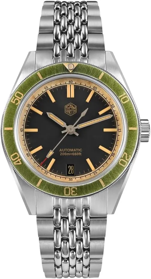 San Martin SN0116 Vintage Distressed Effect Men Dive Watches NH35 Automatic Mechanical Watch Waterproof Watch