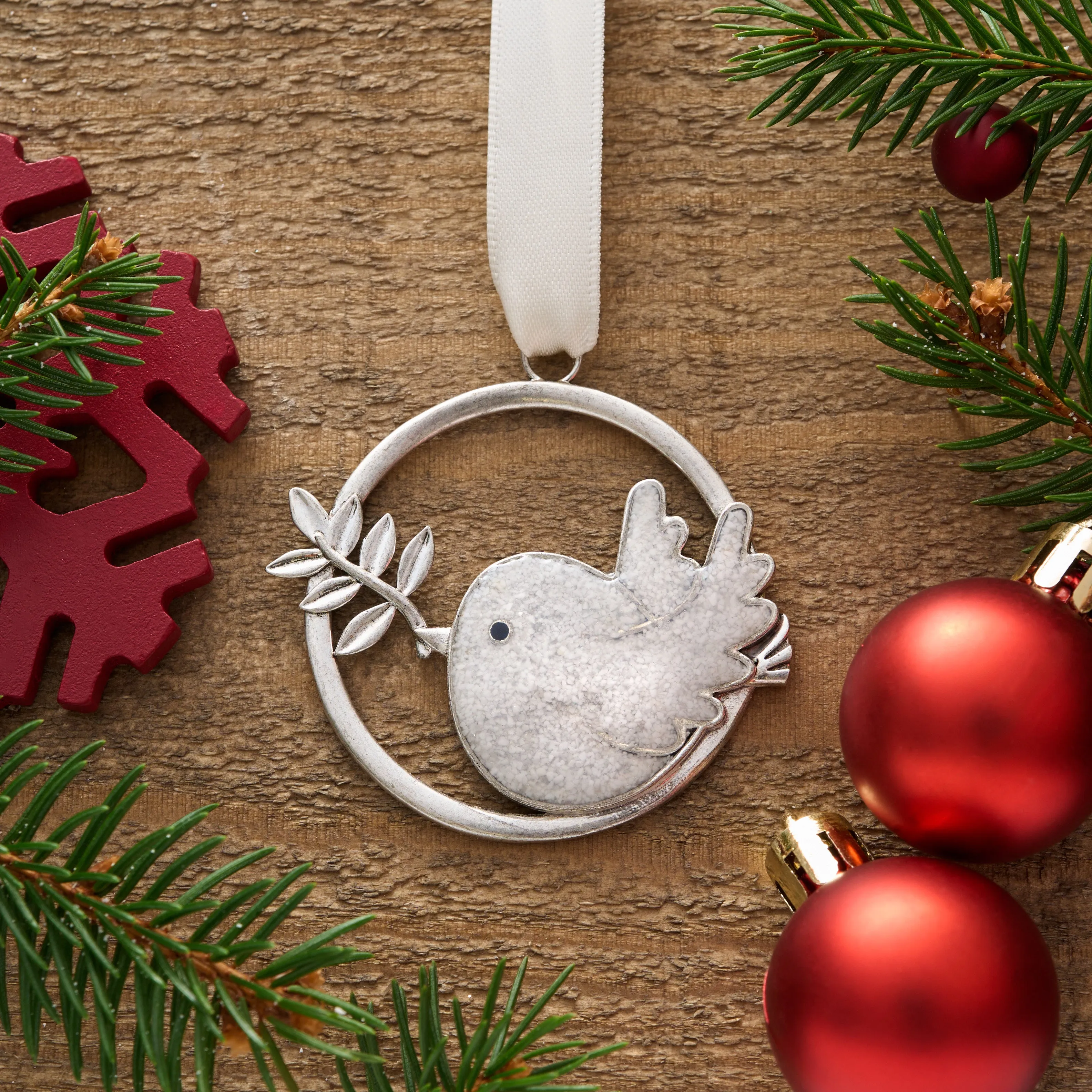 Sand White Dove Branch Ornament