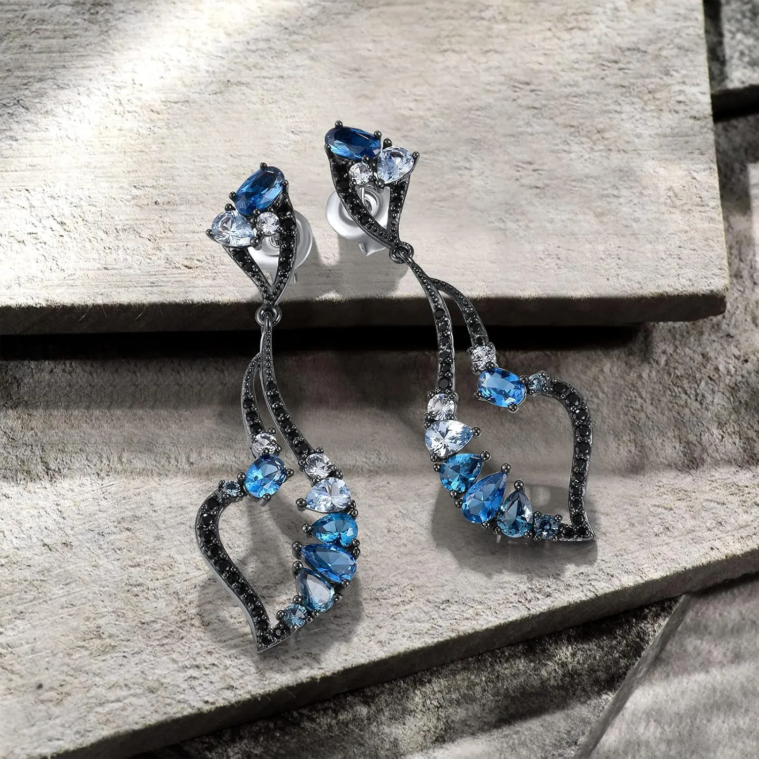 Santuzza 925 Sterling Silver Cubic Zirconia Geometric Dangle Earrings
