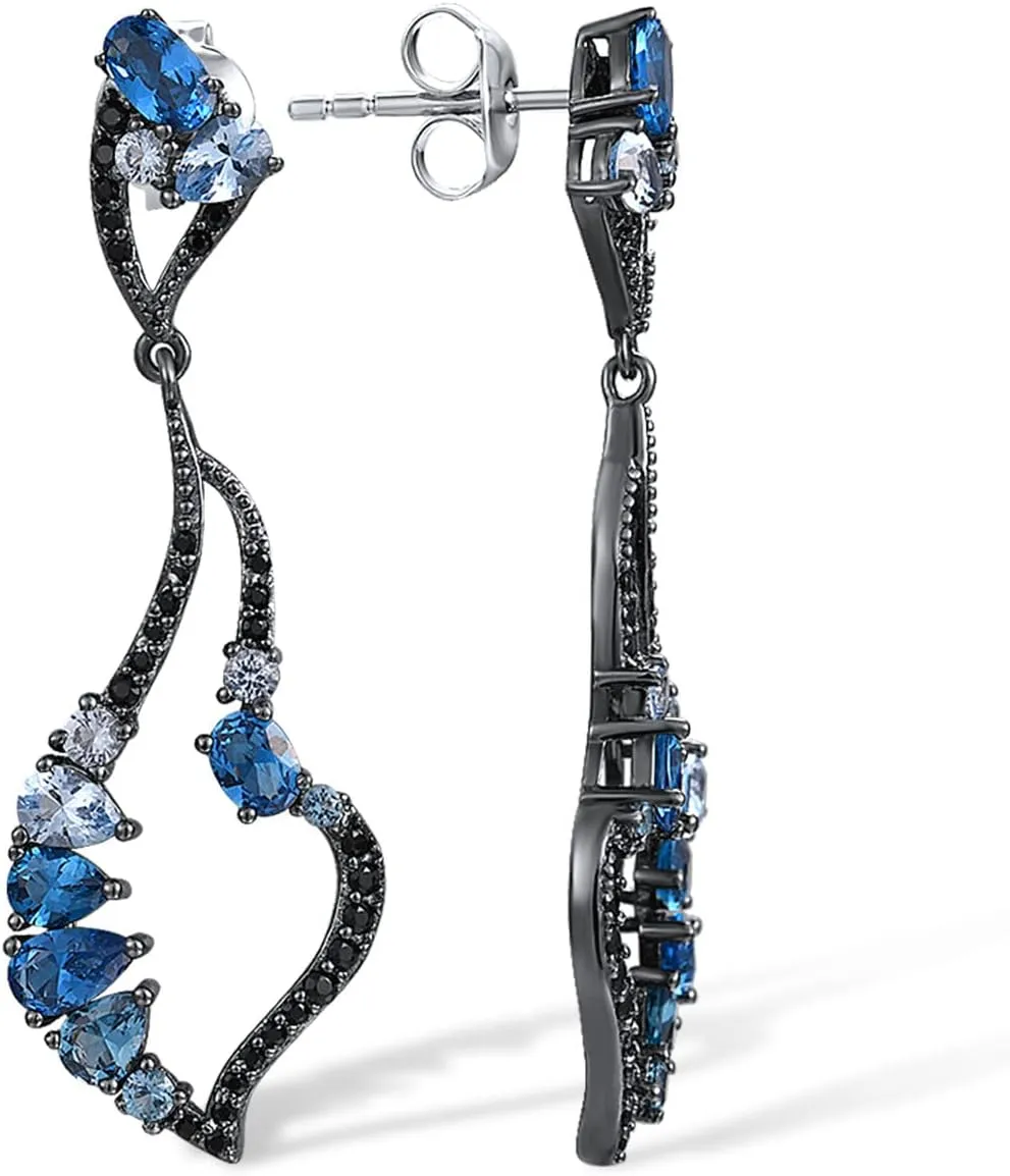 Santuzza 925 Sterling Silver Cubic Zirconia Geometric Dangle Earrings