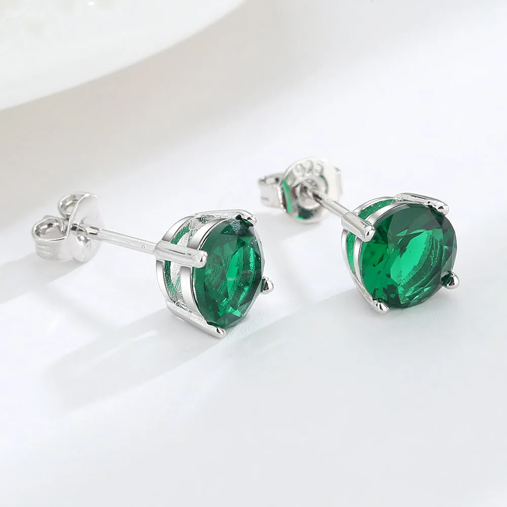 Sapphire Stud Earrings in Sterling Silver