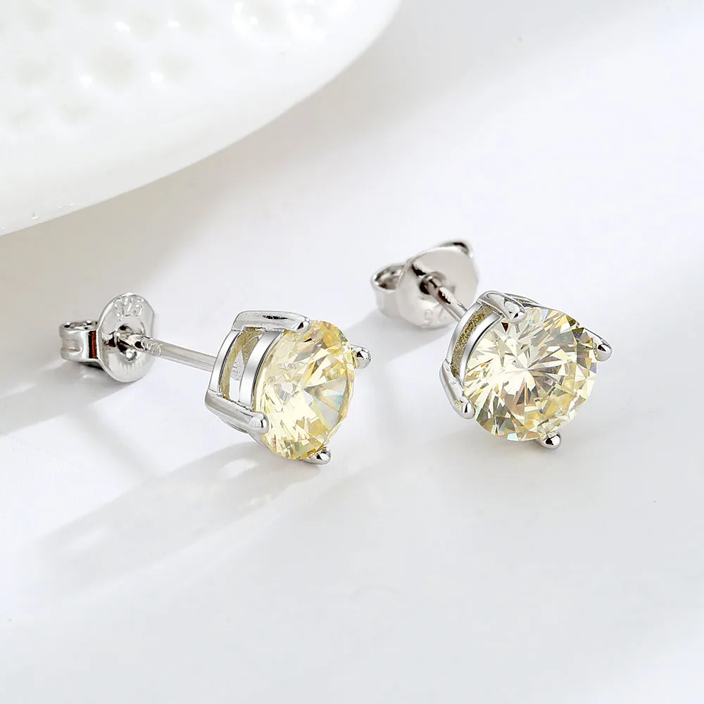 Sapphire Stud Earrings in Sterling Silver