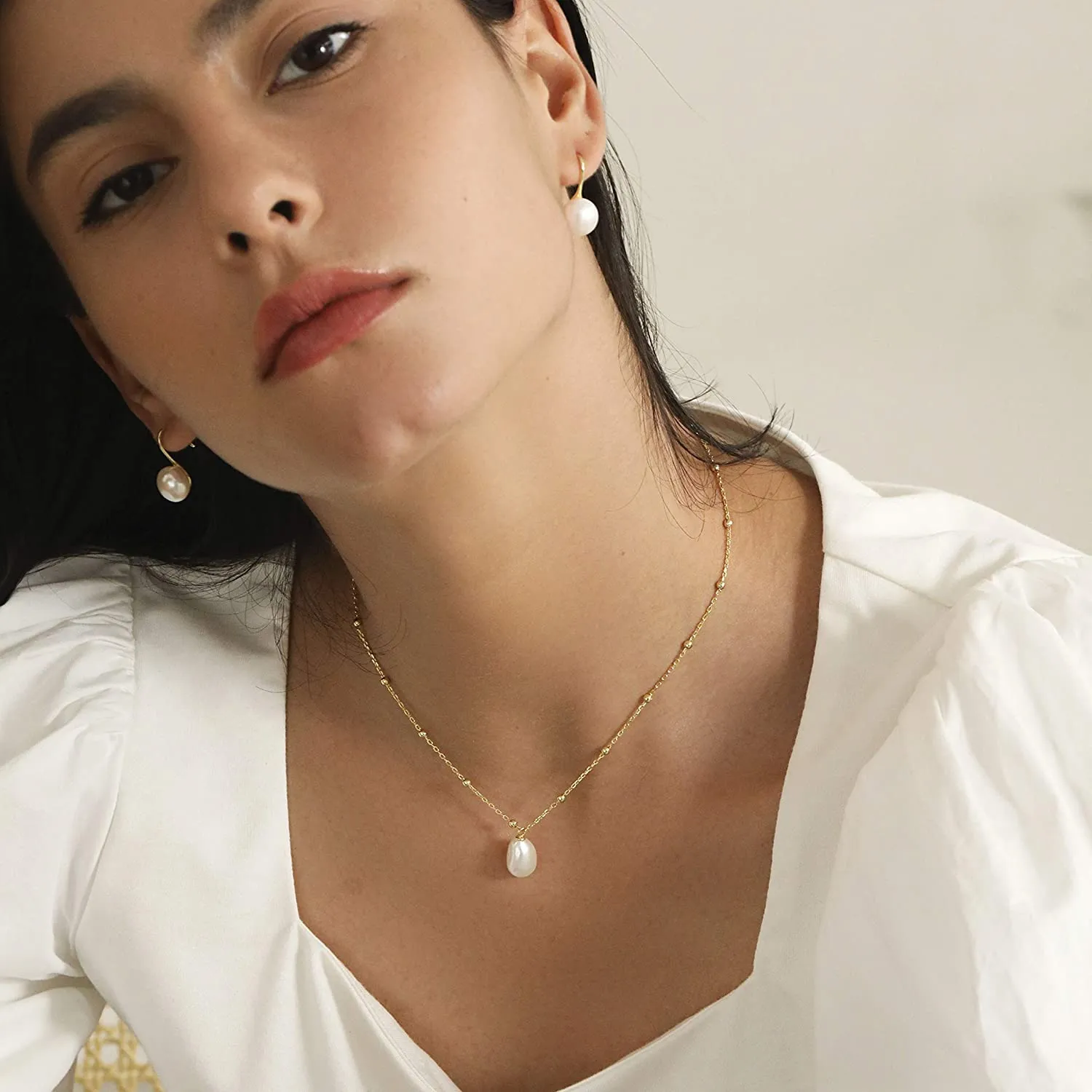 Satellite Chain Baroque Pearl Choker Necklace