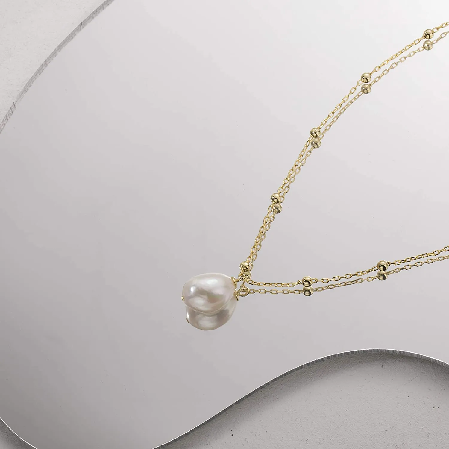 Satellite Chain Baroque Pearl Choker Necklace