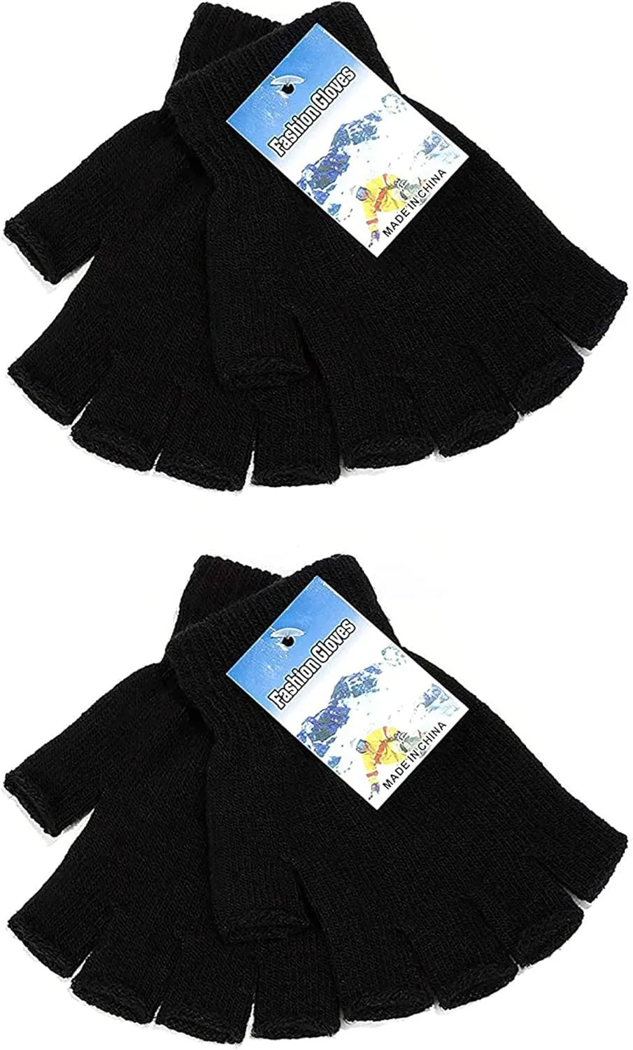 SATINIOR 4 Pairs Winter Half Finger Gloves Knitted Fingerless Mittens Warm Stretchy Gloves for Men and Women