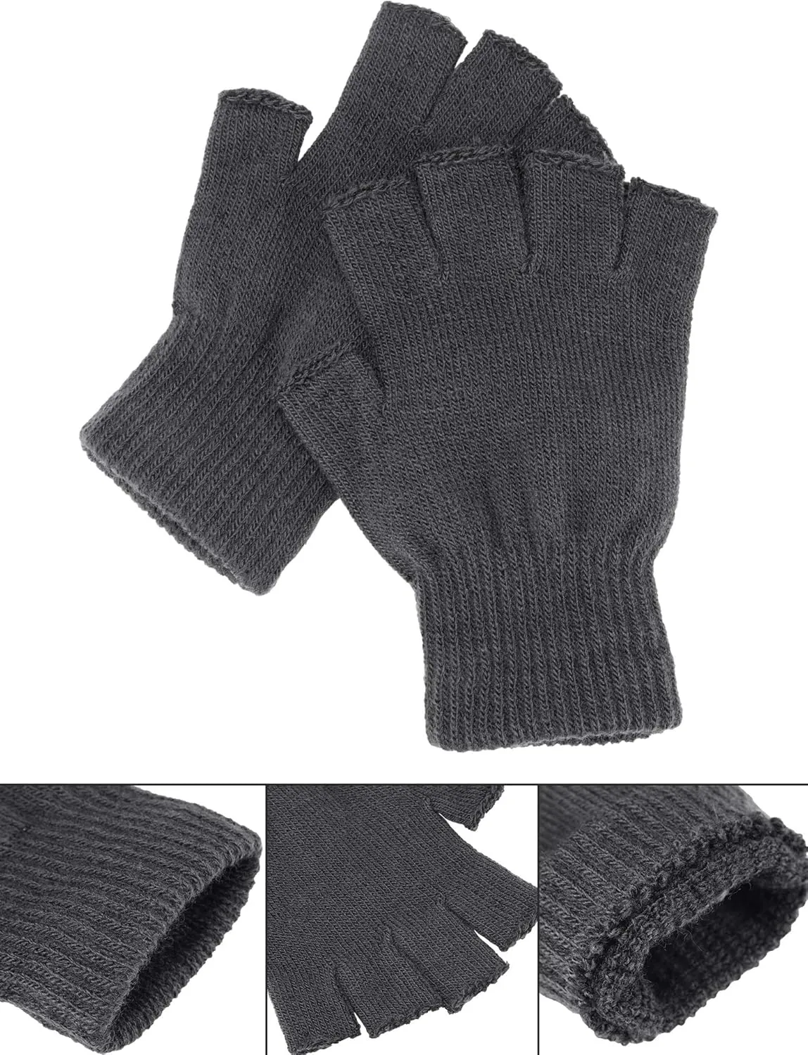 SATINIOR 4 Pairs Winter Half Finger Gloves Knitted Fingerless Mittens Warm Stretchy Gloves for Men and Women