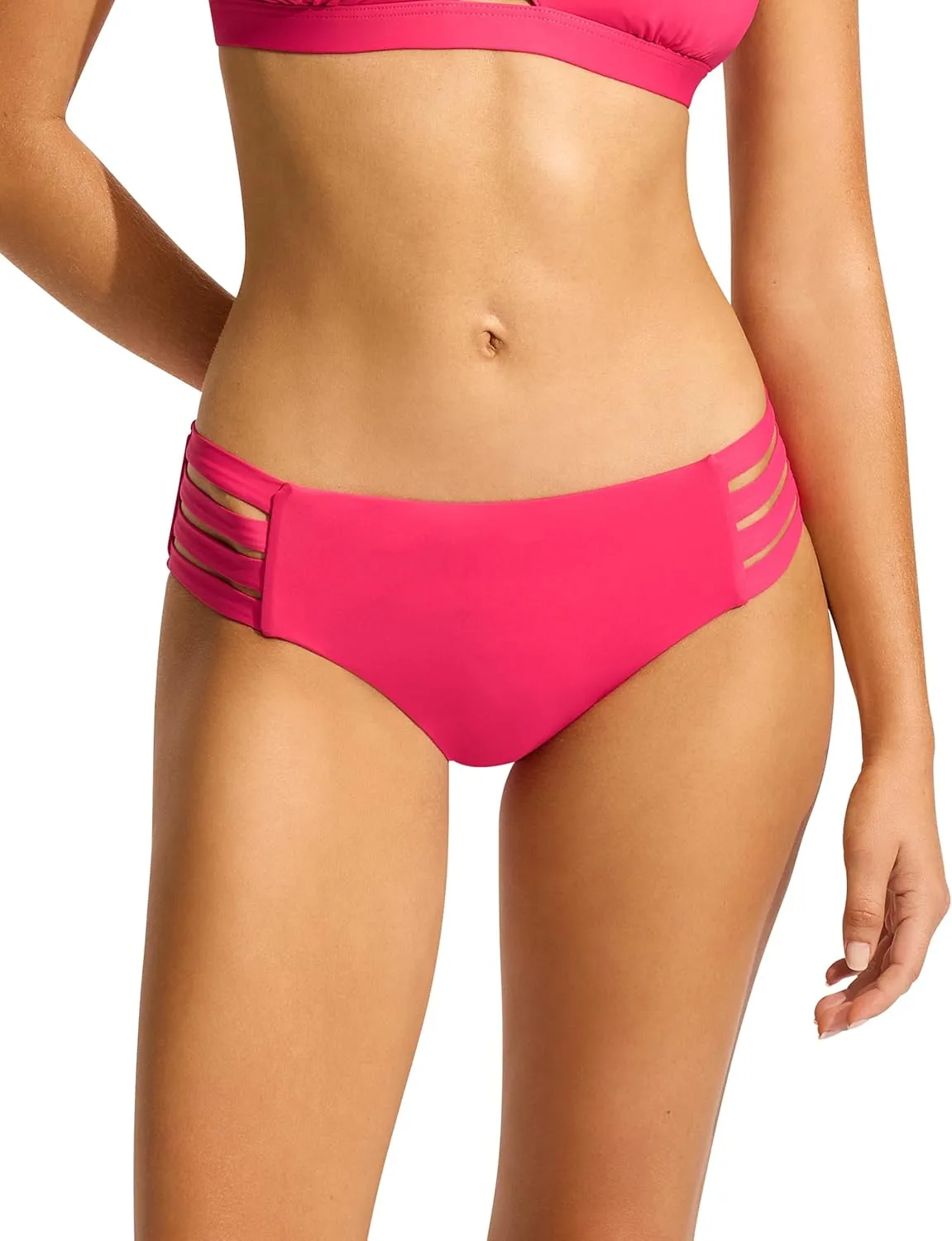Seafolly Women's Multi Strap Hipster Full Coverage Bikini Bottom Swimsuit