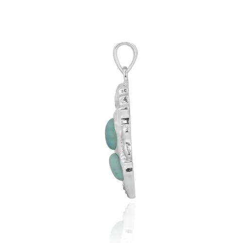 Seahorse Pendant with Larimar and Black Spinel