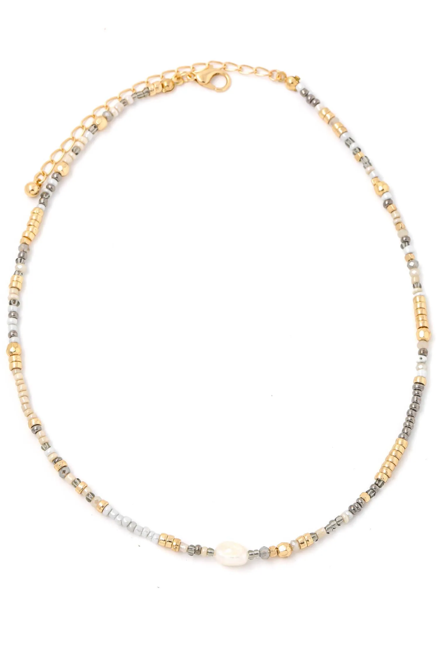 Seed Bead Pearl Charm Pendant Necklace