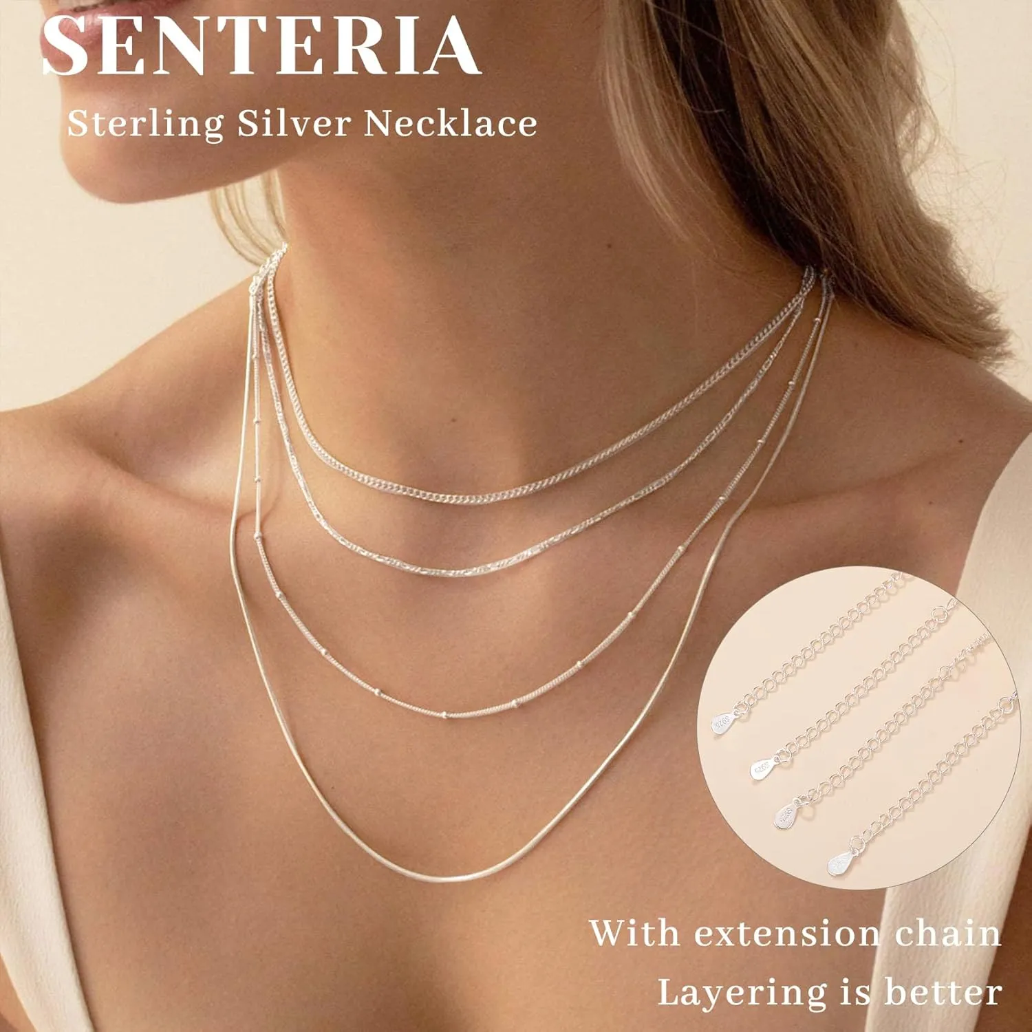 Senteria Gold Layered Necklace for Women 14KGold Plated Necklace Chain Dainty Gold Stack Long Necklaces Set for Women 3/4Pcs