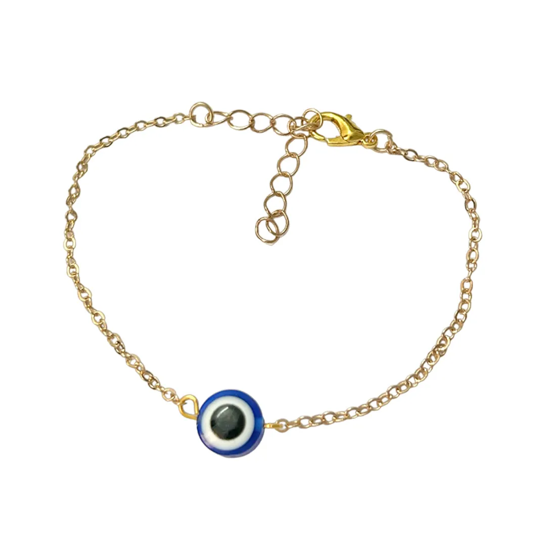 Set of 2 Evil Eye Pendant Gold-Toned Necklace & Bracelet