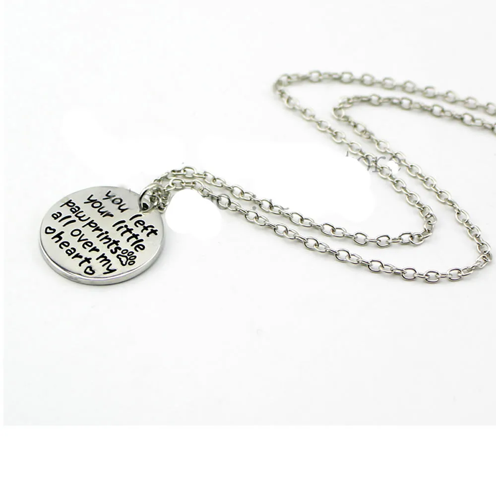 Sexy Sparkles inch you left your little paw prints all over my heart inch  Necklace pet Paw Print necklace Dog Cat Lover Gift Jewelry