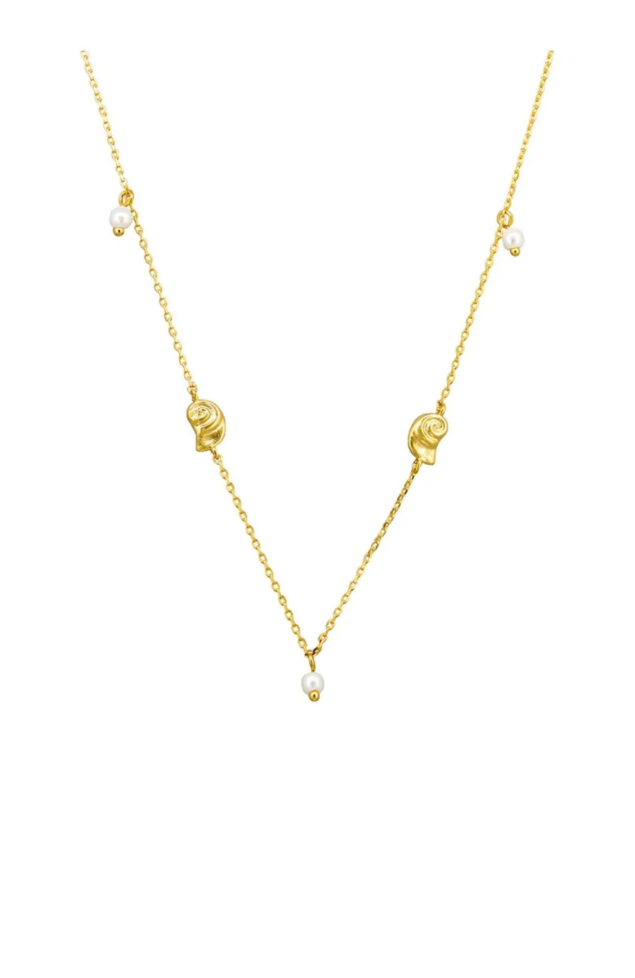 Shell and Pearl Necklace Gold