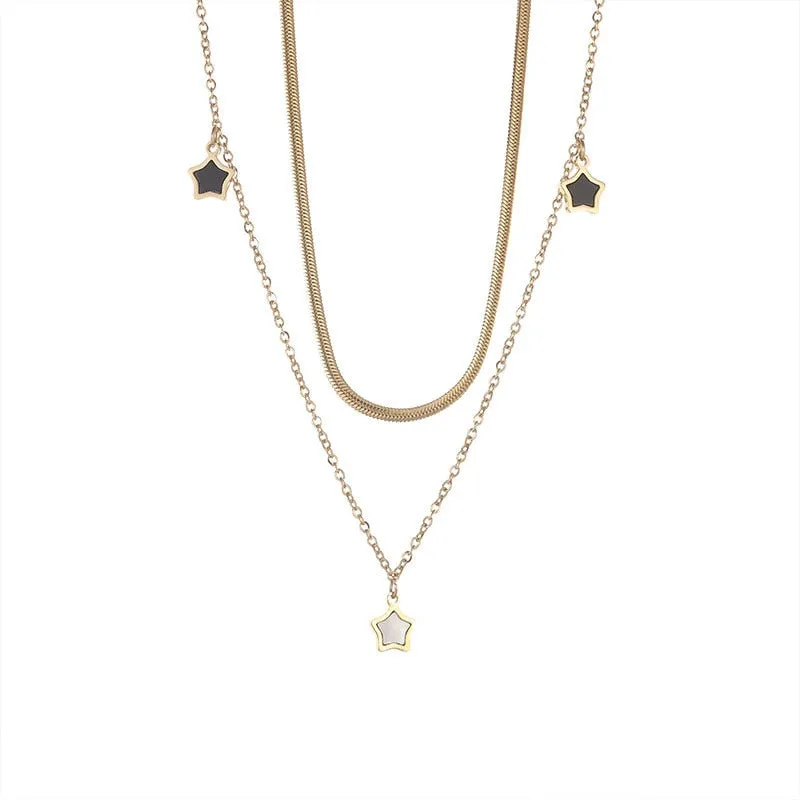 Shoot for the Stars Black and White Multilayer Necklace and Bracelet Collection