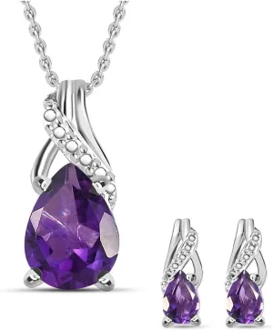 Shop LC Costume Jewelry Set for Women - Teardrop Pendant Necklace Set 20"& Dangle Drop Earrings Set 925 Sterling Silver Stainless Steel Wedding Jewelry sets Birthday Mothers Day Gifts for Women