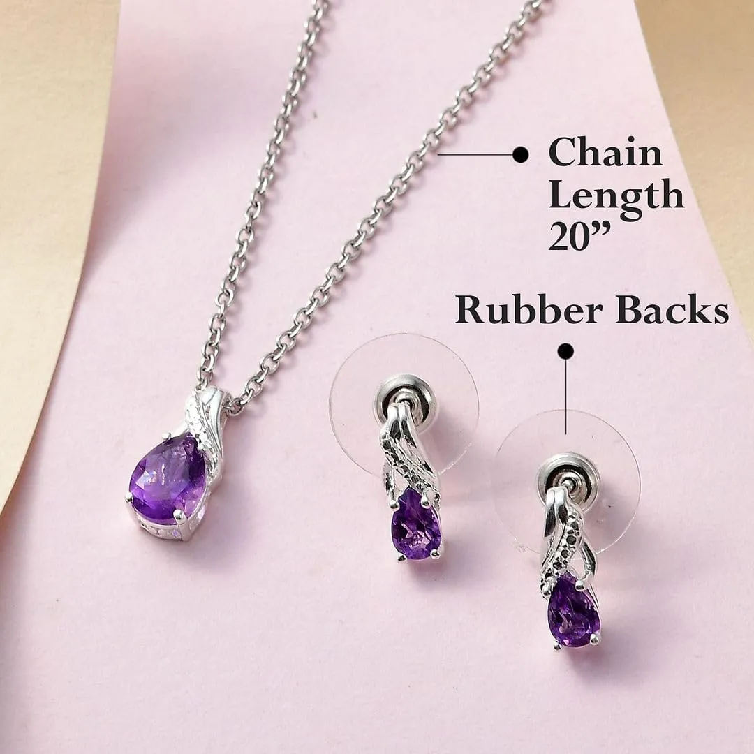 Shop LC Costume Jewelry Set for Women - Teardrop Pendant Necklace Set 20"& Dangle Drop Earrings Set 925 Sterling Silver Stainless Steel Wedding Jewelry sets Birthday Mothers Day Gifts for Women